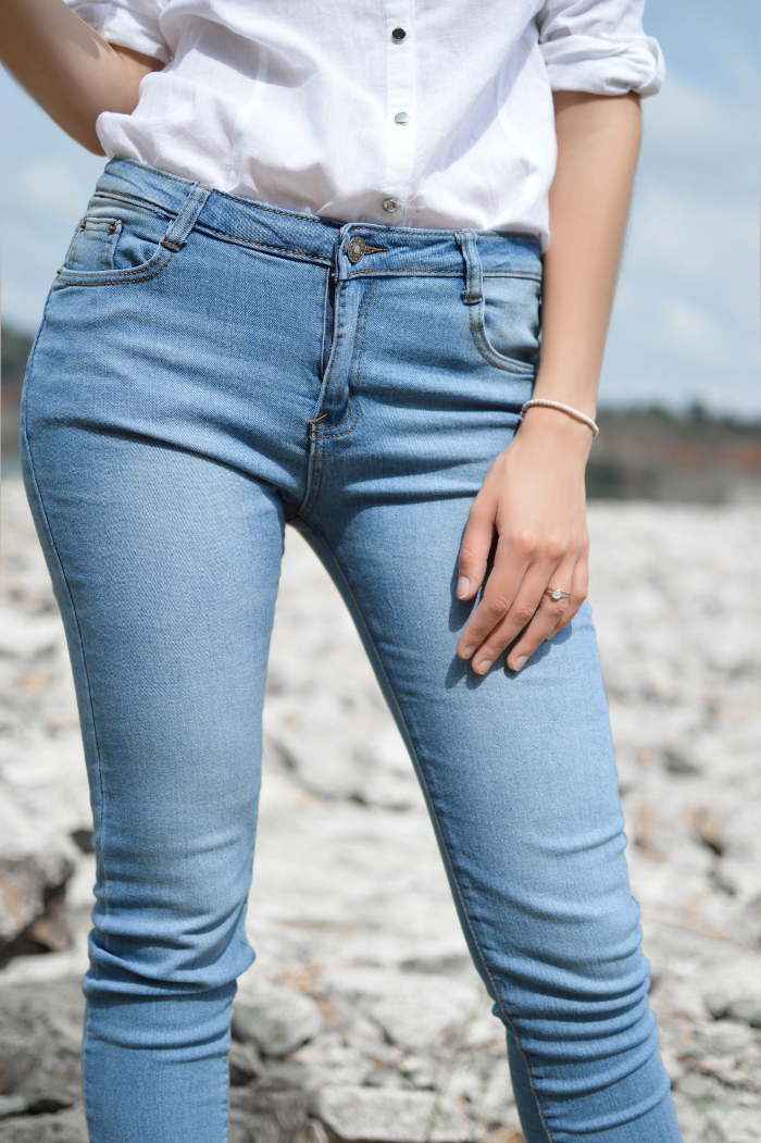 Jean skinny denim bleach femme